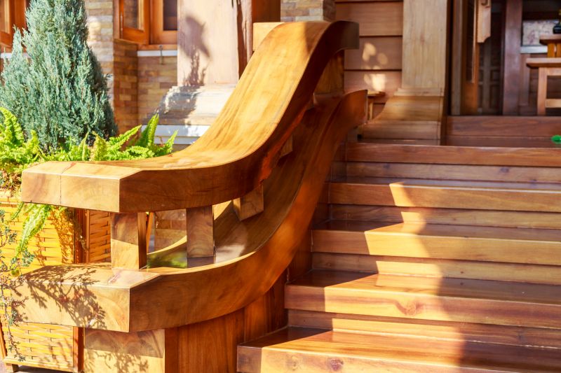 Wooden Staircase with Handrails